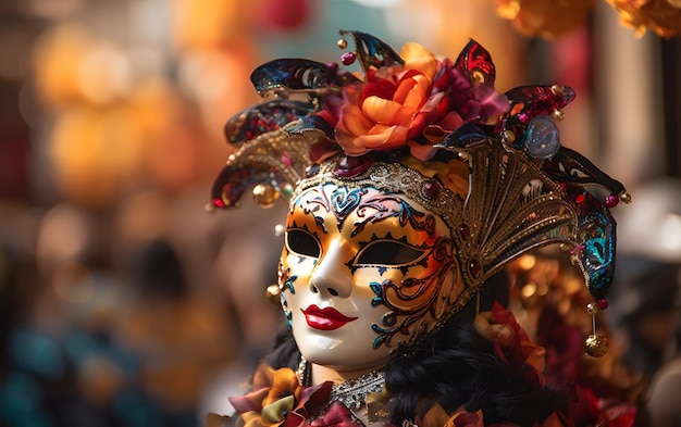 groups of people in Costumes colorful carnival masks