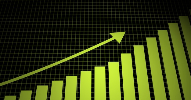 Growing arrow graph with grid line background showing 3d arrow growth Business success bar chart arrow growth business concept over 4k resolution