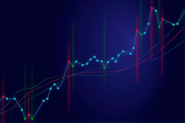 Growing chart chart on a blue background with signals