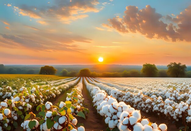 Photo growing cotton planners through sunlight care