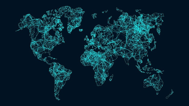 Growing global network and data connections concept