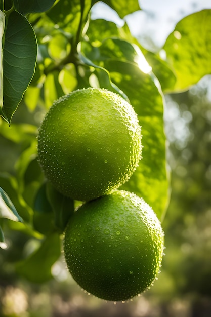 growing lime fruits in the garden