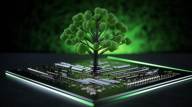 Growing tree on the converging point of a computer 3D