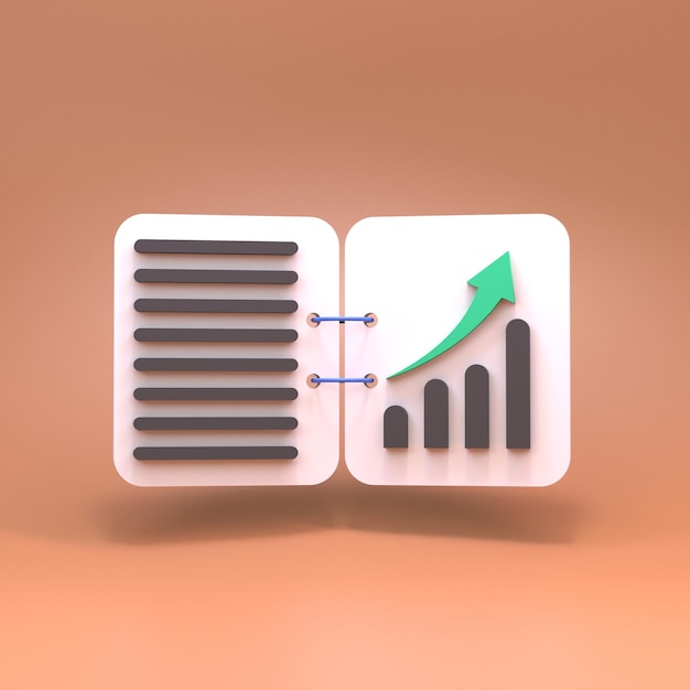 Growth chart Concept of finance and profitability 3d render