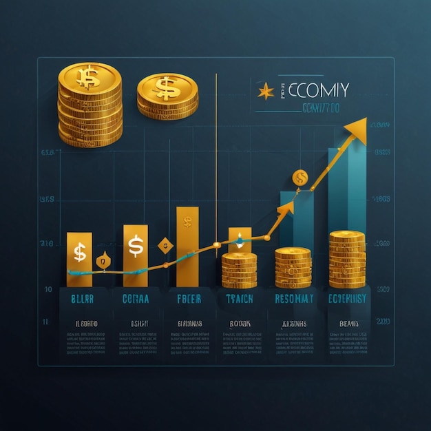 Growth graph isolated on blue background with blue paper plane a banner with space for text