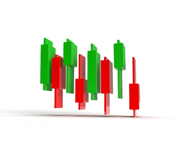 Photo growth stock diagram financial graph candlestick icon trading stock or forex 3d icon