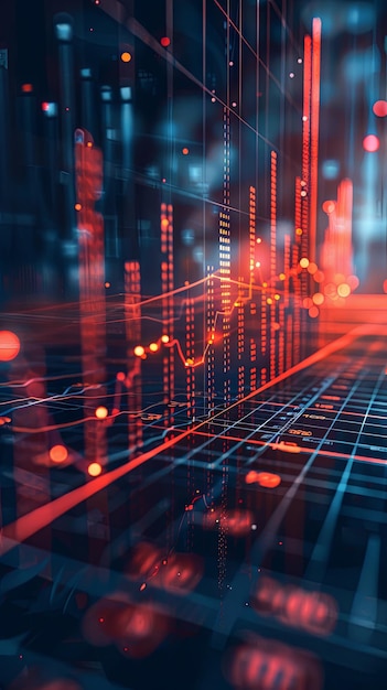 Growth strategy business graph analysis concept on finance chart data diagram 3d background