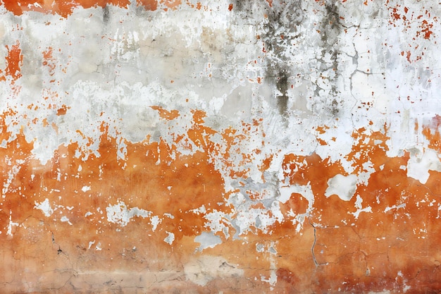 Grunge background of old wall with peeling paint and stains