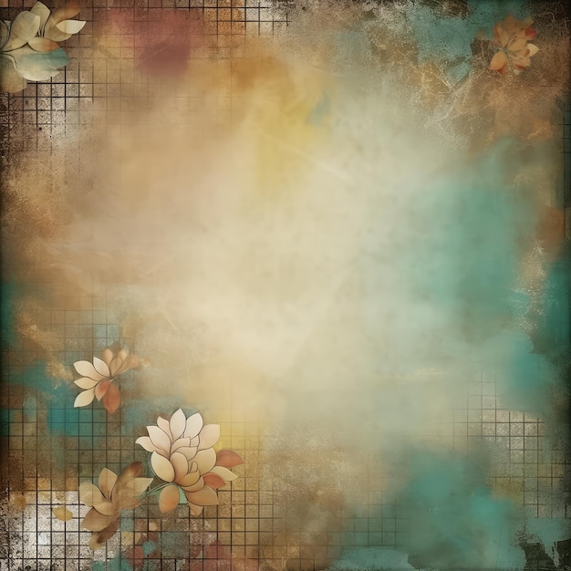 A grunge background with flowers and a grunge background.