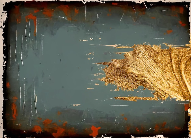 A grunge background with gold paint and a rusted background.