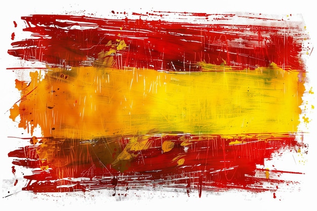 Photo grunge brush stroke flag of spain white background