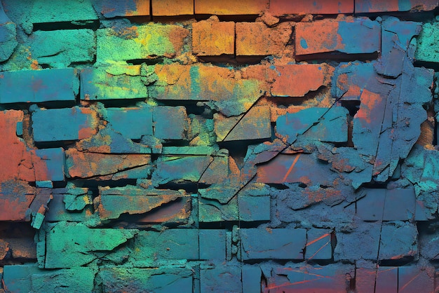 Grunge colorful brick wall background Old brick wall texture