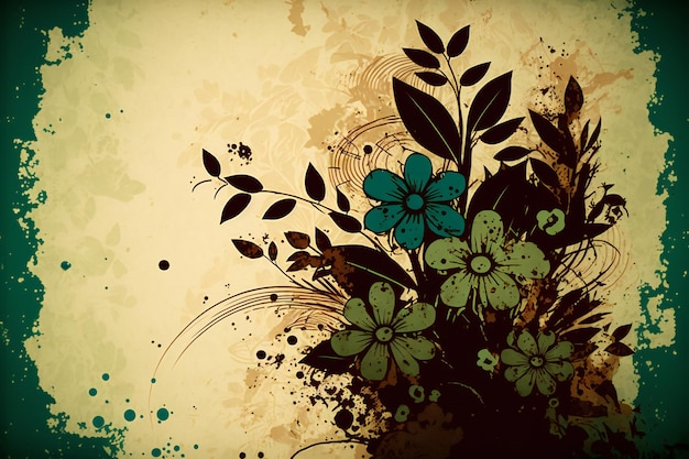 Grunge floral vintage style nature flowers gardens