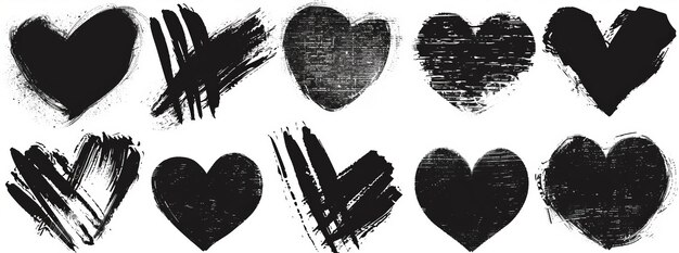 The grunge heart shape Hand drawn modern hearts Modern heart drawn with a brush