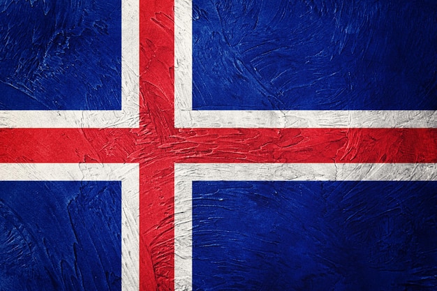 Grunge Iceland flag. Iceland flag with grunge texture.