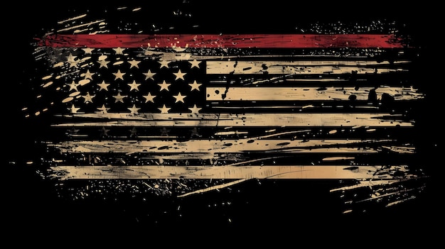 Grunge Patriotic American Flag on Dark Background