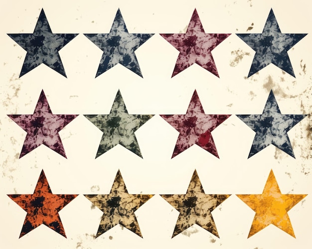 Grunge Star Set of Distressed Star Icons in Isolated Background Perfect for Christmas Decorations