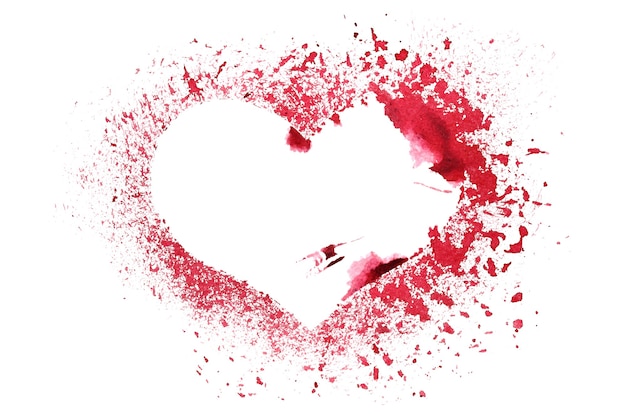 Grunge stencil red heart isolated on a white background