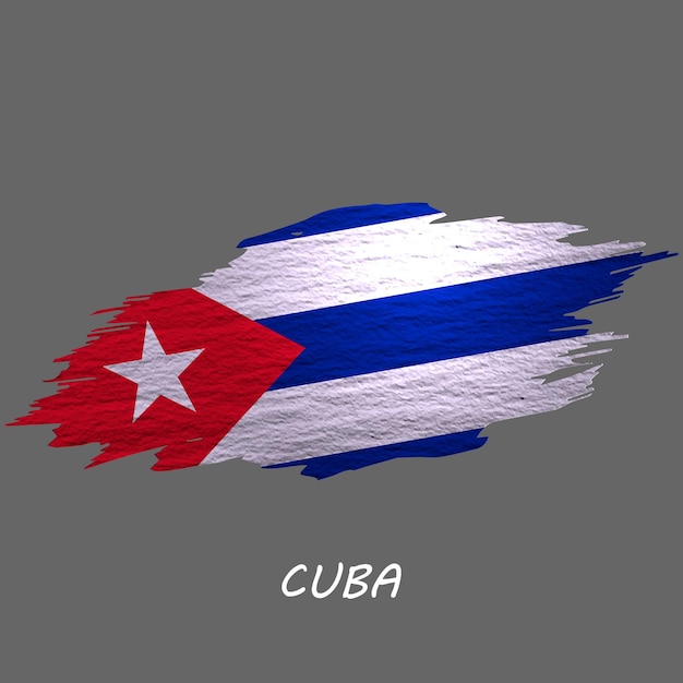 Grunge styled flag of Cuba Brush stroke background