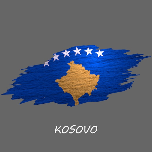 Grunge styled flag of Kosovo Brush stroke background