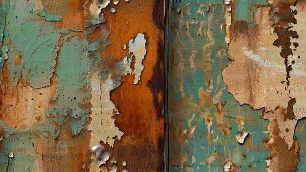 Photo grunge texture with layers of peeling paint and distressed surfaces