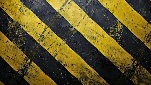 Grunge yellow and black diagonal stripes black and yellow warning line striped backg Generative AI