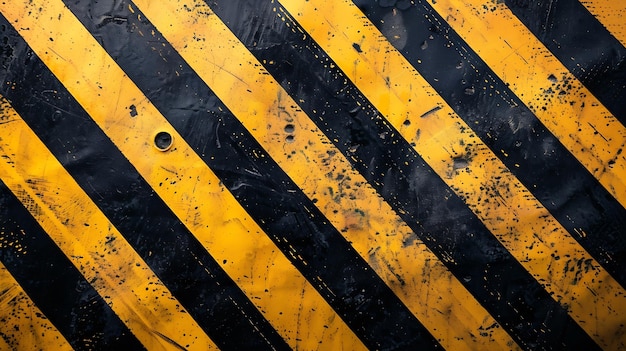 Grunge yellow and black diagonal stripes Industrial warning background warn caution Generative AI