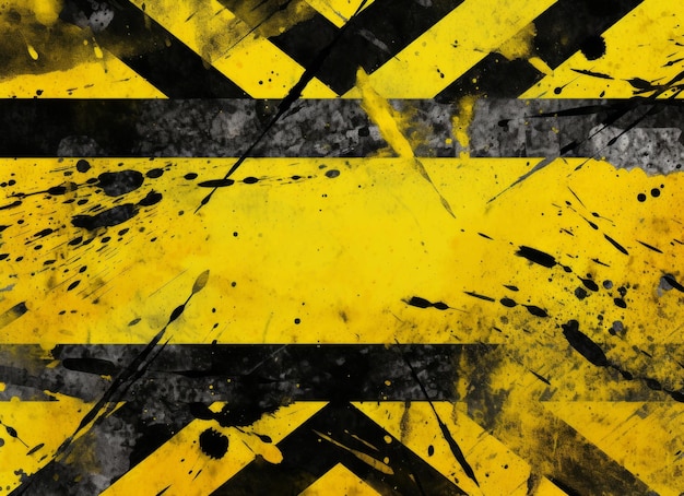 Grunge yellow and black warning stripes Abstract grunge background