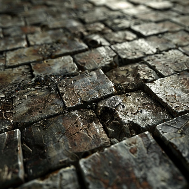 Photo grungestyle d illustration of stone pavement with bird close up