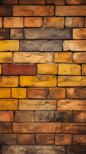 Grungy yellow and red brick wall as a seamless pattern background Vertical Mobile Wallpaper