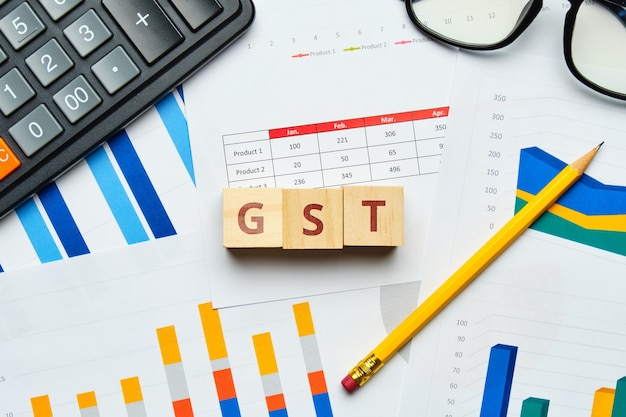 GST Goods and Service Tax Identification Number concept with graphs