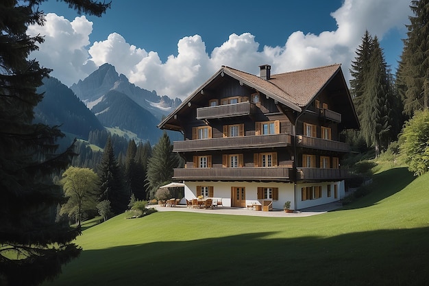 Gstaad traditional modern hybrid house with solar panels switzerland