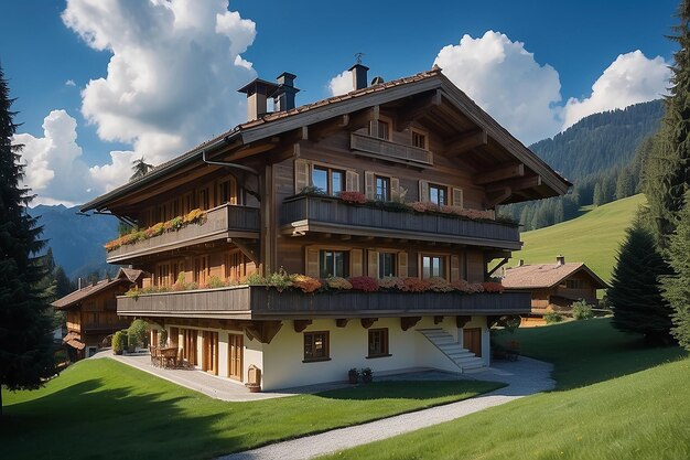 Gstaad traditional modern hybrid house with solar panels switzerland