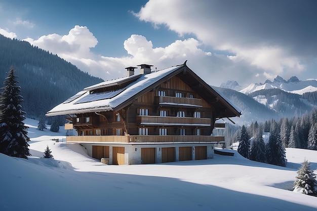 Gstaad traditional modern hybrid house with solar panels switzerland