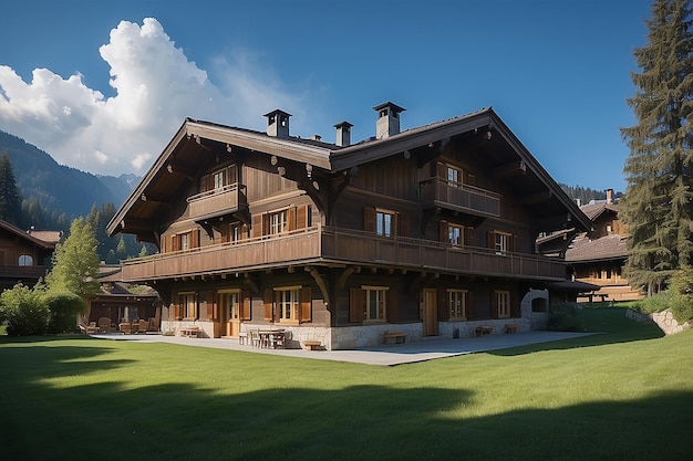 Gstaad traditional modern hybrid house with solar panels switzerland