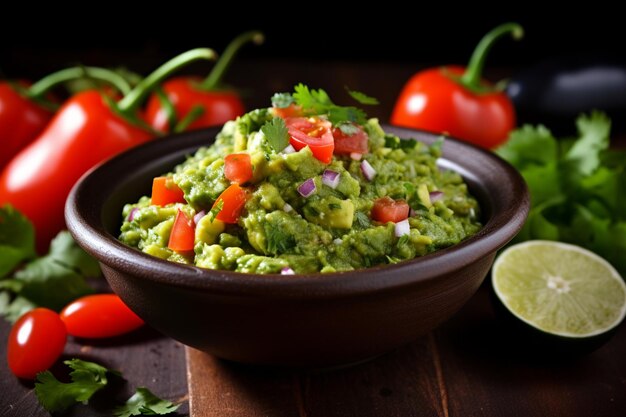 Guacamole Creamy Avocado Dip with Onions Tomatoes and Lime