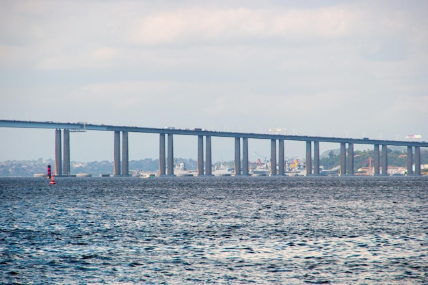 Guanabara Bay and the Rio Niteroi Bridge in Rio de Janeiro Brazil