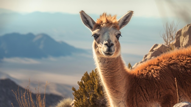 Guanaco in nature astonishing photo Creative resource AI Generated