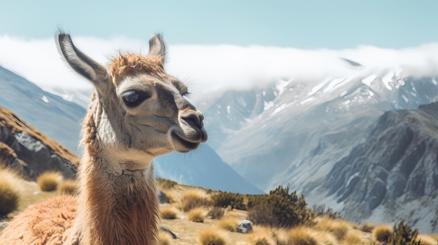 Guanaco in nature dazzling photo Creative resource AI Generated