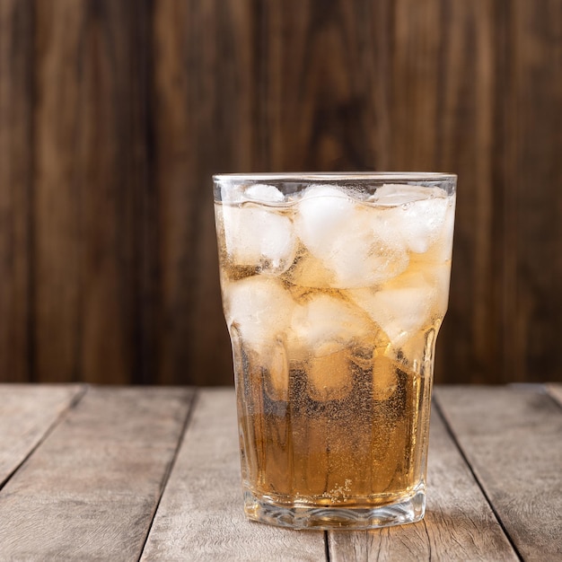 Guarana soda typical brazilian soft drink in a cup with ice