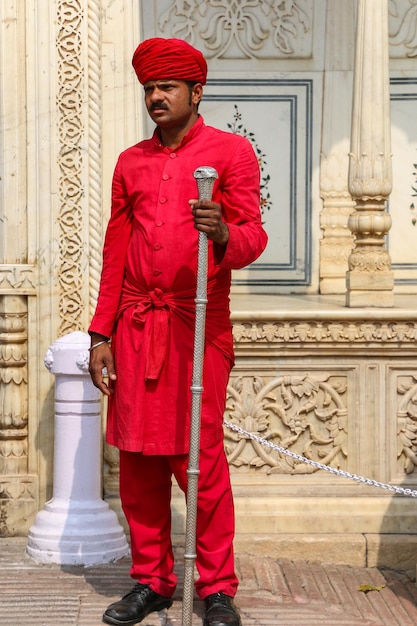 Guards inside City Palace Jaipur Rajasthan India