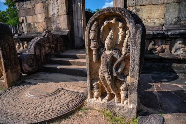 Guardstone of vatadage in polonnaruwa sri lanka