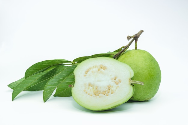 Guava fruit isolated on the white background.