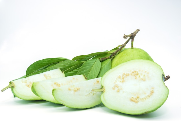 Guava fruit isolated on the white background.