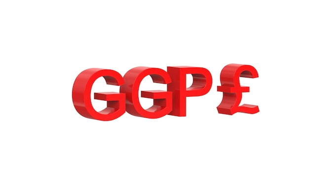 Guernsey pound currency symbol of Guernsey in Red 3d rendering 3d illustration