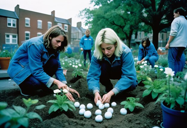 Photo guerrilla gardening seed bombs flower wild white flower plants