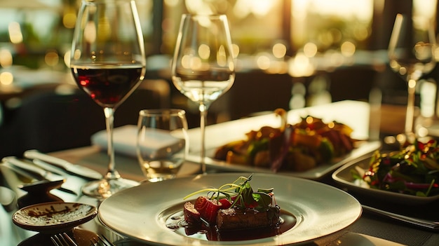 Guest enjoying gourmet tasting menu in fine dining restaurant