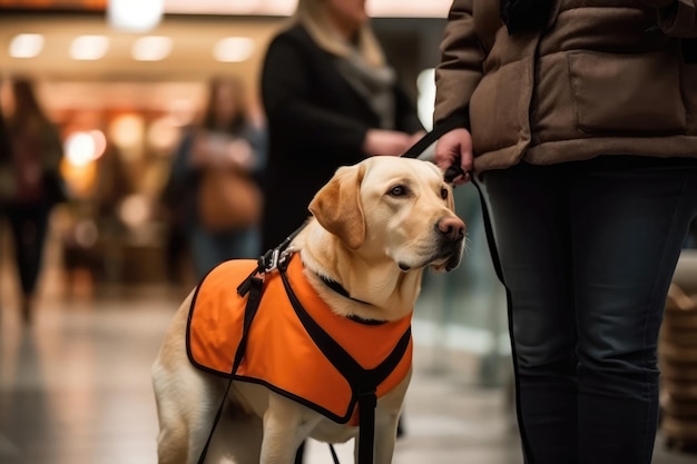 Guide Dog Guiding Its Handler Through Shopping Mall Generative AI