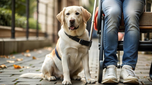 Photo guide dog a reliable assistant and faithful friend for the visually impaired