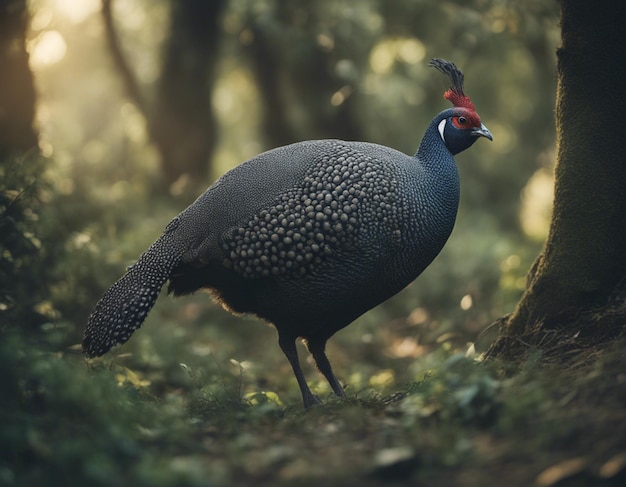 Photo a guinea fowl in jungle